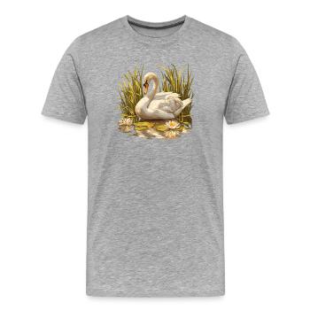 Schwäne Schwan - Männer Premium Bio T-Shirt - Grau meliert - Vorne - Damien (186cm)