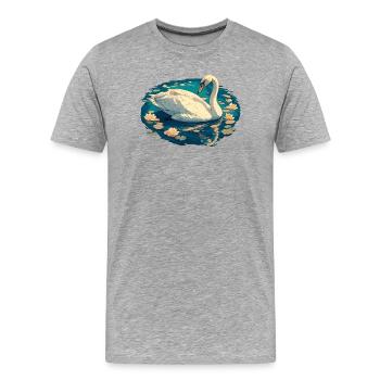 Schwäne Schwan - Männer Premium Bio T-Shirt - Grau meliert - Vorne - Damien (186cm)