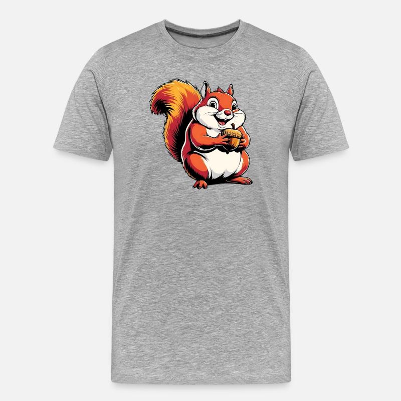 Witziger Eichhörnchen CartoonMit Eichel - Männer Premium Bio T-Shirt - Grau meliert