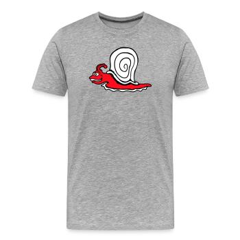 Schnecke Schnell Kriechen Lustig Cartoon Raserei - Männer Premium Bio T-Shirt - Grau meliert - Vorne - Damien (186cm)