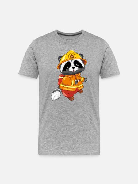 Cute raccoon are firefighter - Men's Premium Organic T-Shirt - heather grey