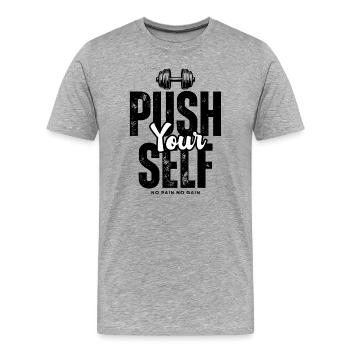 Push_yourself - Männer Premium Bio T-Shirt - Grau meliert - Vorne - Damien (186cm)