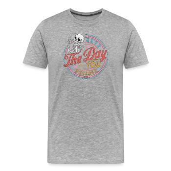 Skull with motivational message - Men's Premium Organic T-Shirt - heather grey - Front - Damien (186cm)