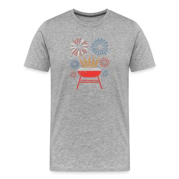 Pitmaster BBQ Skewers Independence Day 4th of - Männer Premium Bio T-Shirt - Grau meliert - Vorne - Damien (186cm)