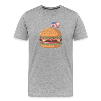  Cheeseburger Patriotic Independence Day 4th of - Männer Premium Bio T-Shirt - Grau meliert - Vorne - Damien (186cm)