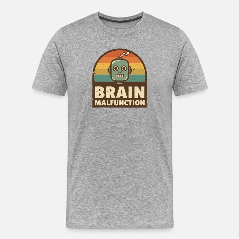 Retro-Roboter mit Regenbogen-Sonnenuntergang - Männer Premium Bio T-Shirt - Grau meliert