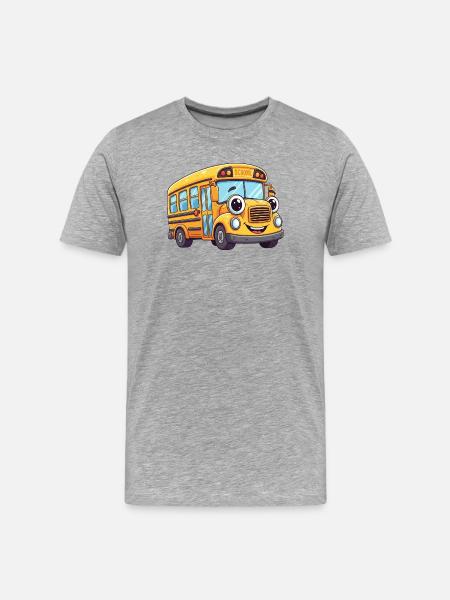 Cheerful school bus with big eyes - Men's Premium Organic T-Shirt - heather grey
