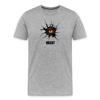 BEAST Dragon Eye Fantasy chemise avec déchirures - T-shirt bio Premium Homme - gris chiné - Devant - Damien (186cm)