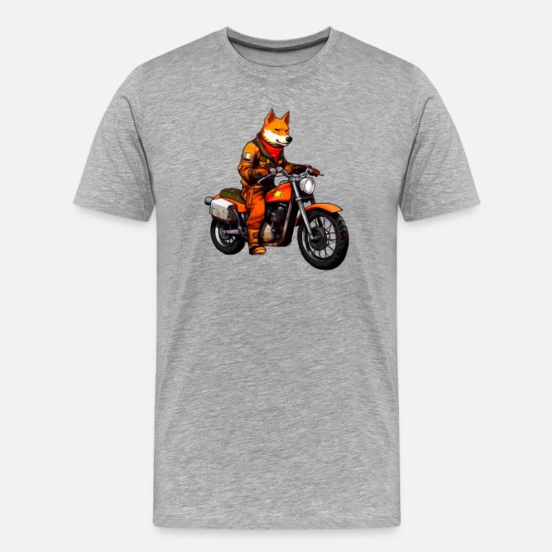 Fuchs Motorradfahrer - Männer Premium Bio T-Shirt - Grau meliert