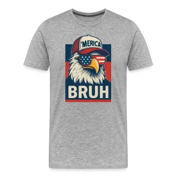 Bruh 4th of July Eagle Kids Teen 4th of July Bruh - Men's Premium Organic T-Shirt - heather grey - Front - Damien (186cm)