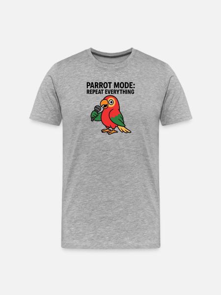 Vibrant Parrot With Microphone Illustration - Men's Premium Organic T-Shirt - heather grey