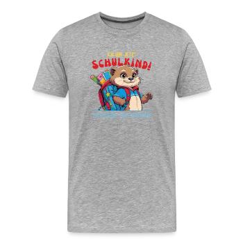 Loutre de retour à l'école avec sac à dos d'école - T-shirt bio Premium Homme - gris chiné - Devant - Damien (186cm)