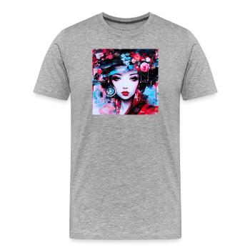 Urbane Porträts, inspiriert von digitaler Kunst - Männer Premium Bio T-Shirt - Grau meliert - Vorne - Damien (186cm)