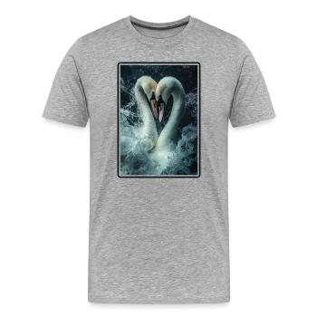 Schwäne Schwan - Männer Premium Bio T-Shirt - Grau meliert - Vorne - Damien (186cm)