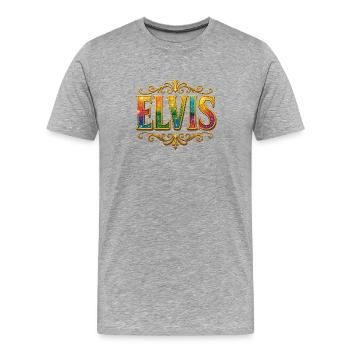 ELVIS Glitter Gold Sequins - Men's Premium Organic T-Shirt - heather grey - Front - Damien (186cm)
