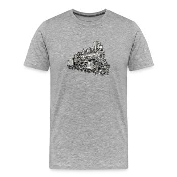 Vintage Dampflok im Technostil - Männer Premium Bio T-Shirt - Grau meliert - Vorne - Damien (186cm)
