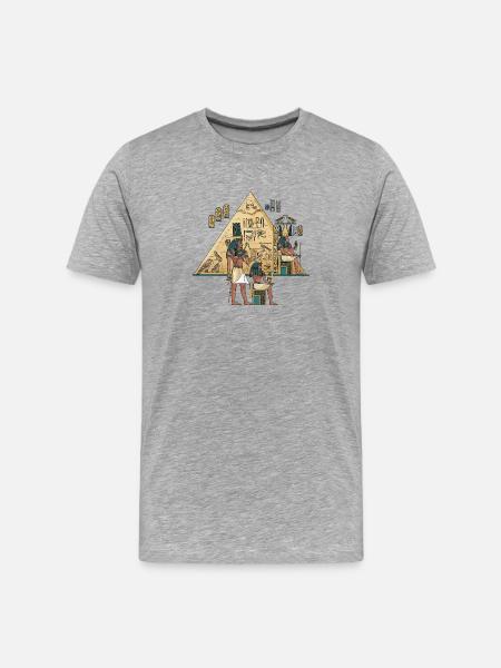 Egyptian hieroglyphics and pharaoh motif - Men's Premium Organic T-Shirt - heather grey
