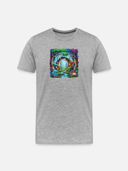 Enchanted Forest Dream Fantasy Landscape - Men's Premium Organic T-Shirt - heather grey