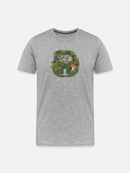Tropical jungle underestimated animal mix - Men's Premium Organic T-Shirt - heather grey