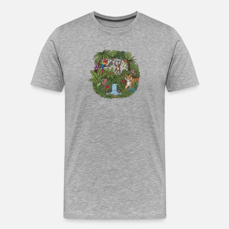 Tropischer Dschungelb underestimated Tiermix - Männer Premium Bio T-Shirt - Grau meliert
