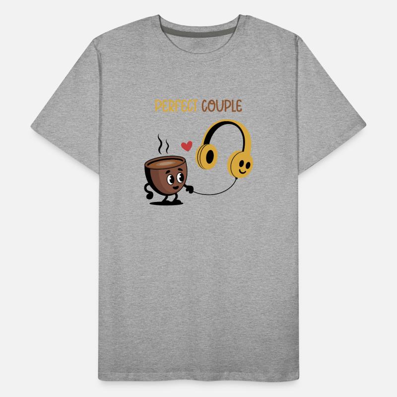 Kaffeetasse und Kopfhörer lieben Design Männer Premium Bio T-Shirt