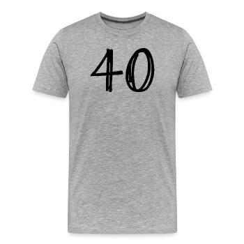 40. 40 ANS. 40e ANNIVERSAIRE. ANNIVERSAIRE 40 ANS. - T-shirt bio Premium Homme - gris chiné - Devant - Damien (186cm)