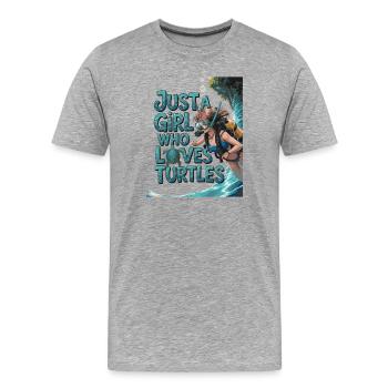 Just a girl who loves turtles - Männer Premium Bio T-Shirt - Grau meliert - Vorne - Damien (186cm)