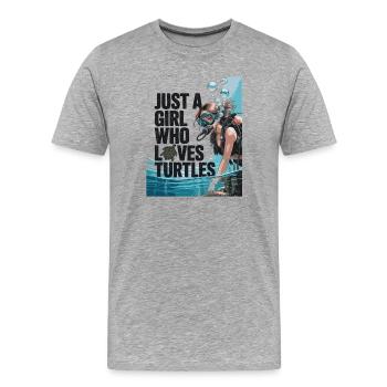 Just a girl who loves turtles - Männer Premium Bio T-Shirt - Grau meliert - Vorne - Damien (186cm)