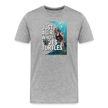 Just a girl who loves turtles - Männer Premium Bio T-Shirt - Grau meliert - Vorne - Damien (186cm)