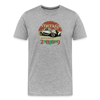 16. Geburtstag - Klassiker - Vintage since 09/2009 - Männer Premium Bio T-Shirt - Grau meliert - Vorne - Damien (186cm)
