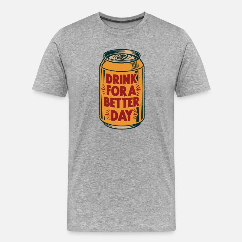 Optimistischer Durstlöscher trink Dose Spruch - Männer Premium Bio T-Shirt - Grau meliert