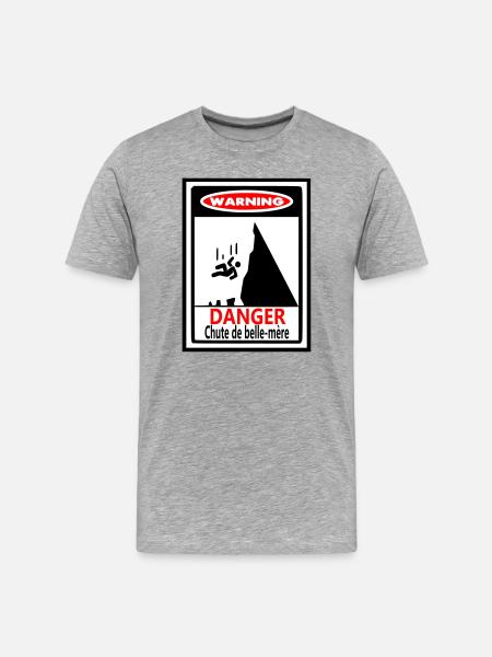 Avertissement Chute de Belle-Mère - T-shirt bio Premium Homme - gris chiné
