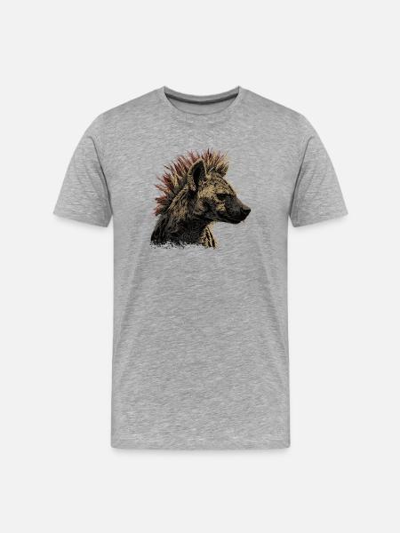 Hyäne Punkrock - Männer Premium Bio T-Shirt - Grau meliert