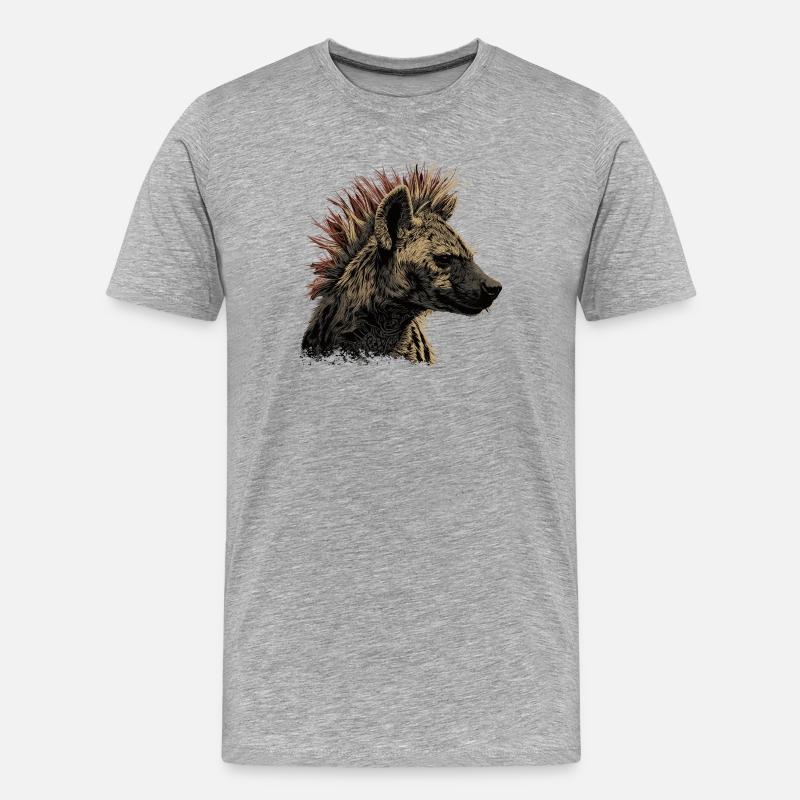 Hyäne Punkrock  - Männer Premium Bio T-Shirt - Grau meliert