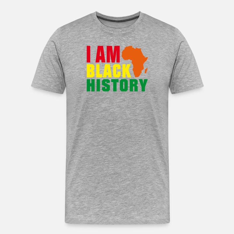 I am Black History - Männer Premium Bio T-Shirt - Grau meliert