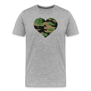Camouflage Herz Design - Männer Premium Bio T-Shirt - Grau meliert - Vorne - Damien (186cm)