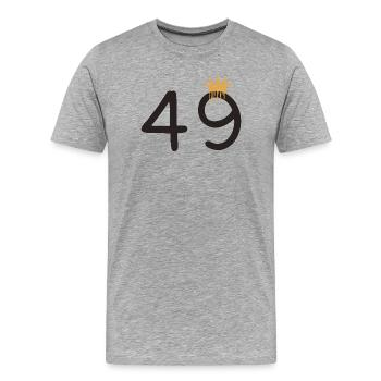 49 - Männer Premium Bio T-Shirt - Grau meliert - Vorne - Damien (186cm)