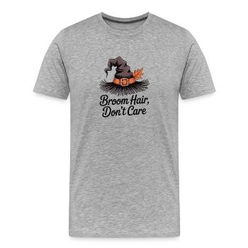Les poils du balai s’en fichent - T-shirt bio Premium Homme - gris chiné - Devant - Damien (186cm)