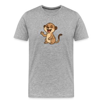 lachendes_Erdmaennchen - Männer Premium Bio T-Shirt - Grau meliert - Vorne - Damien (186cm)