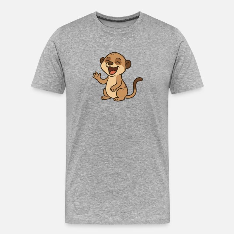 lachendes_Erdmaennchen - Männer Premium Bio T-Shirt - Grau meliert