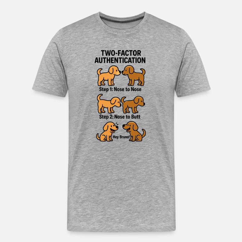 Two Factor Authentication Hunde - Männer Premium Bio T-Shirt - Grau meliert