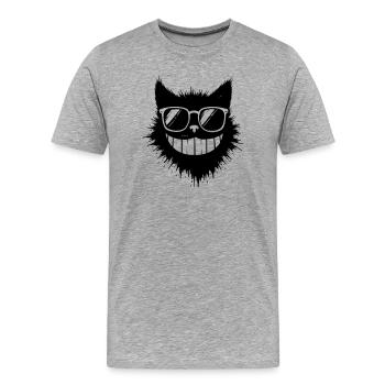 Cartoon Katze mit Sonnenbrille am Grinsen - Männer Premium Bio T-Shirt - Grau meliert - Vorne - Damien (186cm)