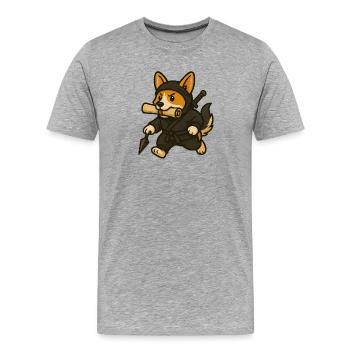 Fighting by Ninja with Wooden Sword - Men's Premium Organic T-Shirt - heather grey - Front - Damien (186cm)