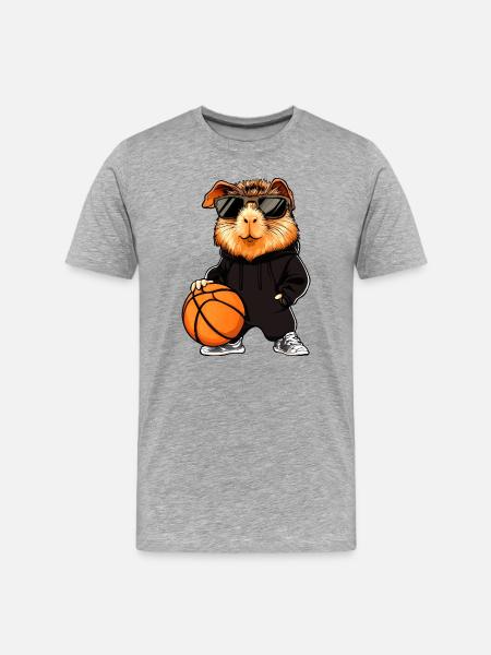 Basket-ball cochon d'Inde - T-shirt bio Premium Homme - gris chiné
