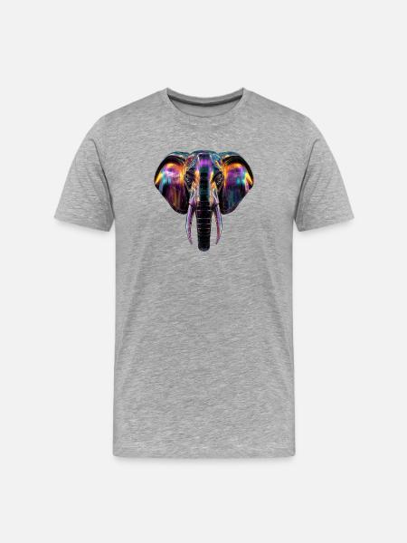 Elefantenkunst im Neon-Lichtdesign - Männer Premium Bio T-Shirt - Grau meliert