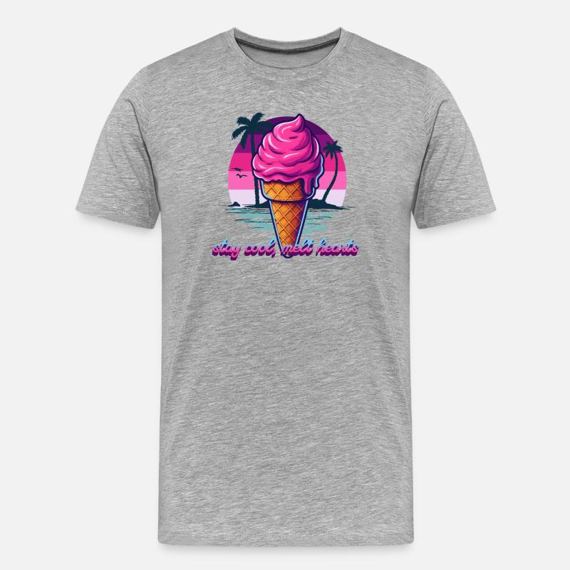 Pink Eiscreme Sunset Design - Männer Premium Bio T-Shirt - Grau meliert