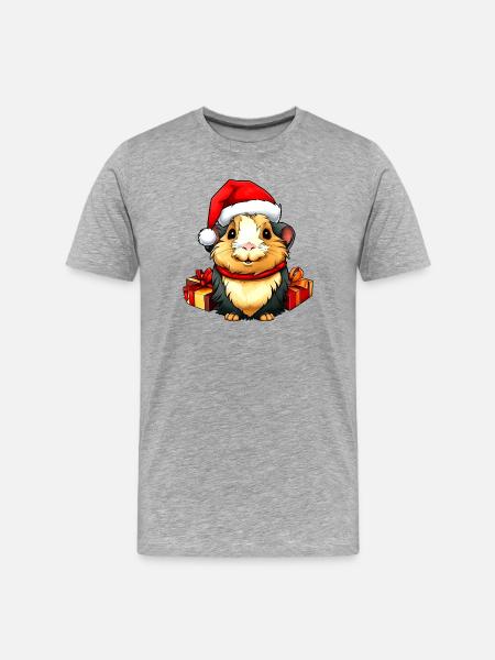 Cochons d'Inde de Noël - T-shirt bio Premium Homme - gris chiné