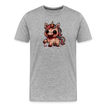 Licorne Horrifique Sanglant - T-shirt bio Premium Homme - gris chiné - Devant - Damien (186cm)