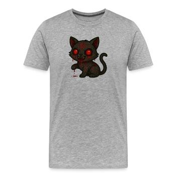 Chat Sombre Occulte - T-shirt bio Premium Homme - gris chiné - Devant - Damien (186cm)