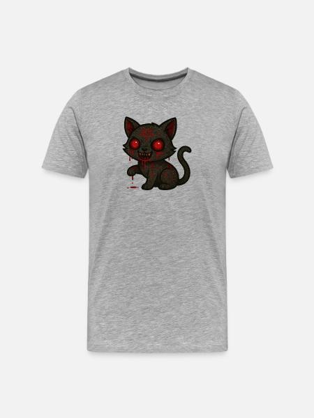 Dark Cat Occult - Männer Premium Bio T-Shirt - Grau meliert